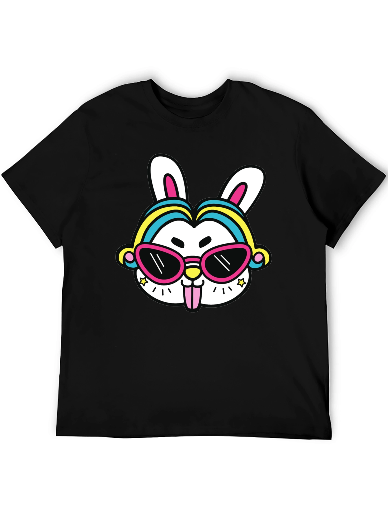 Black Cool Rabbit Graphic Tee view 5