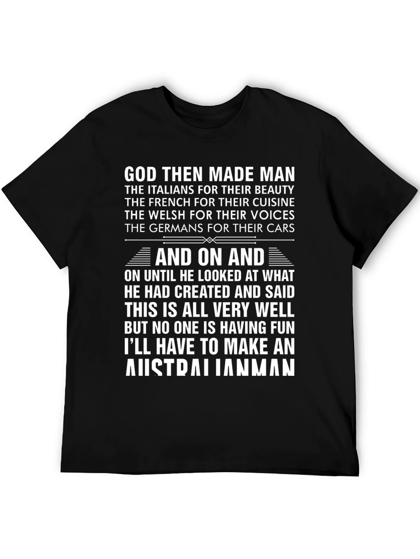 Black God Then Made Man Australian Funny T-Shirt view 5