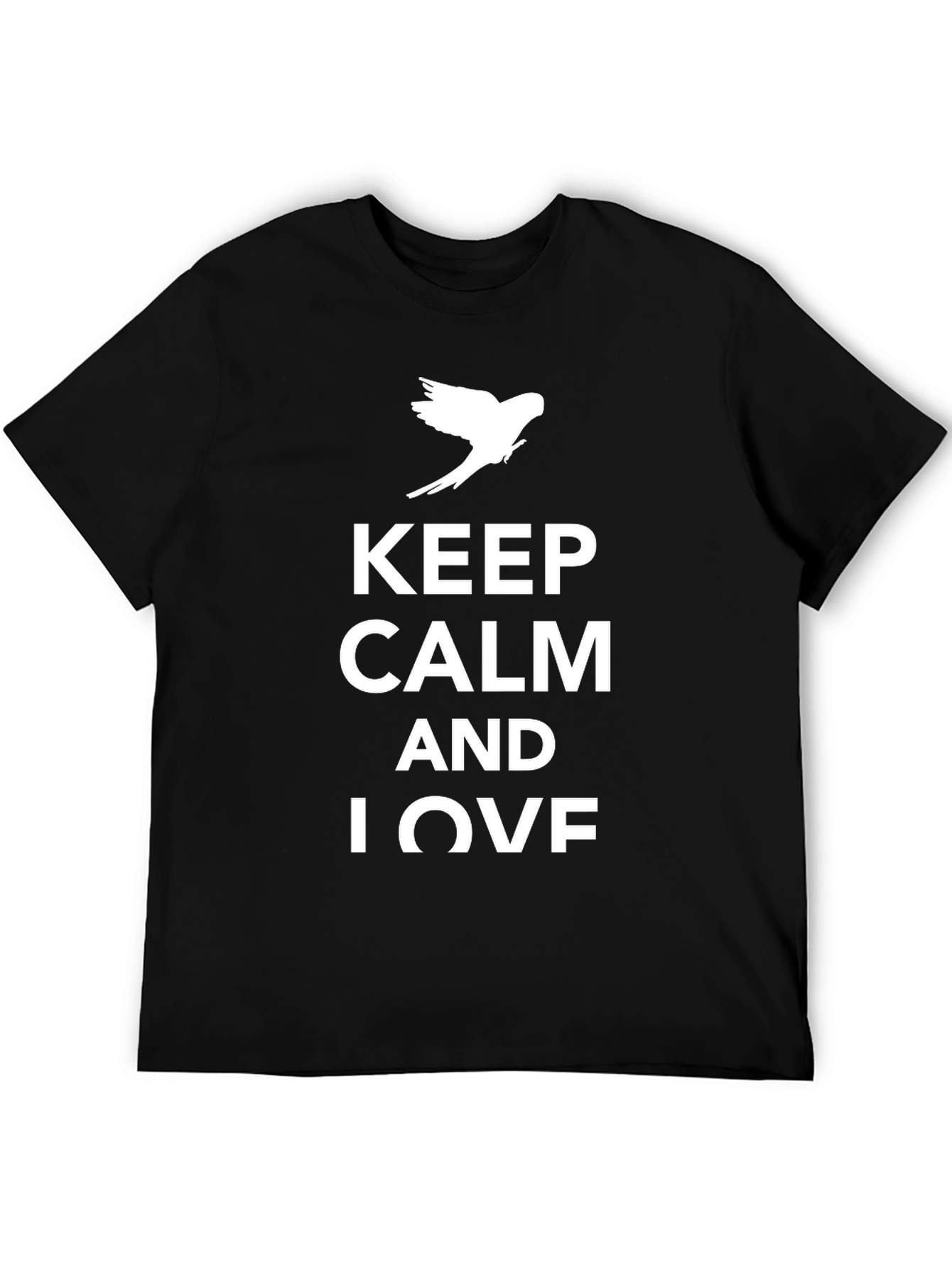 Black Keep Calm and Love Birds T-Shirt view 5