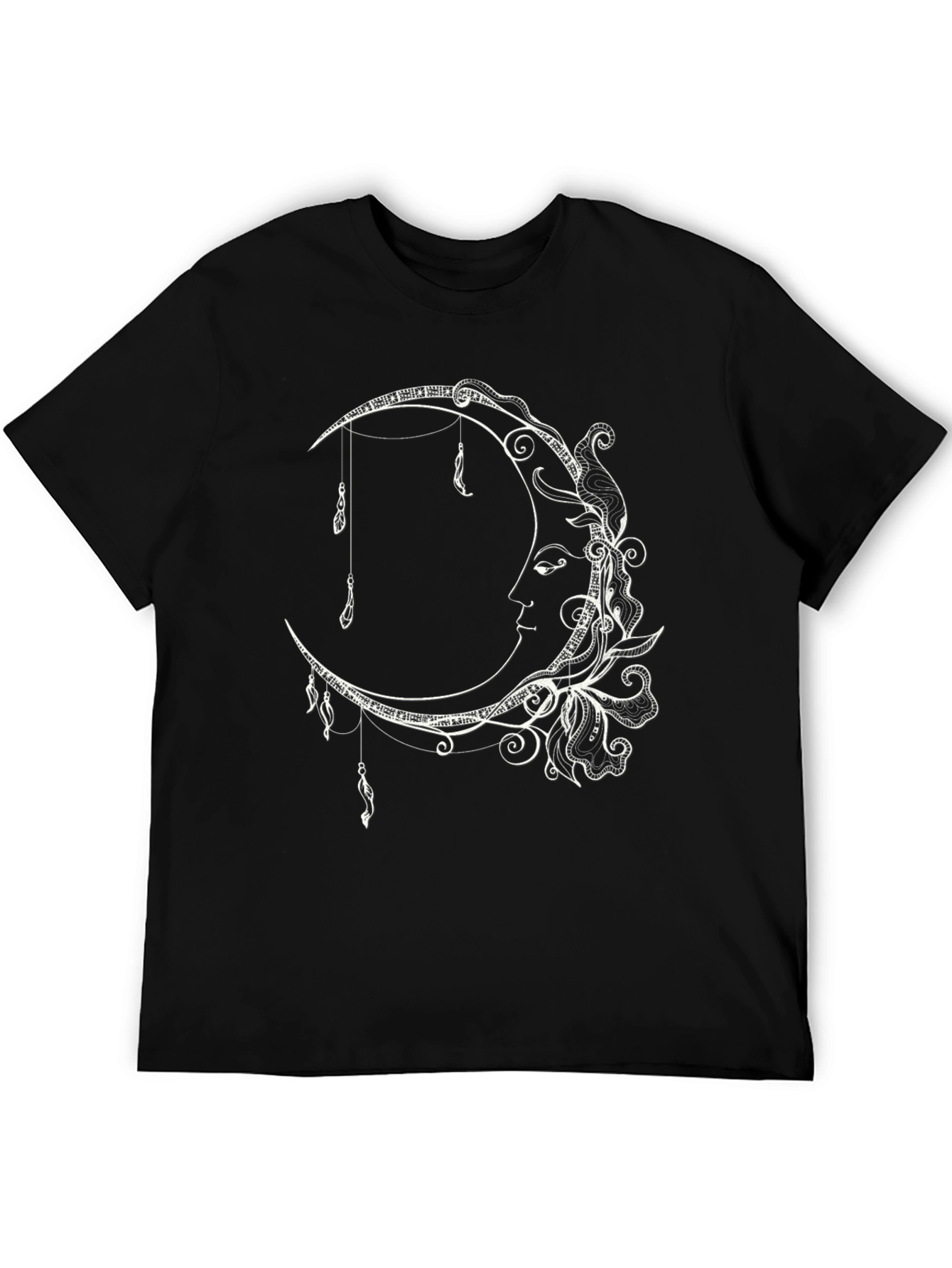 Black Celestial Moon T-Shirt - Artistic Crescent Moon Design view 5