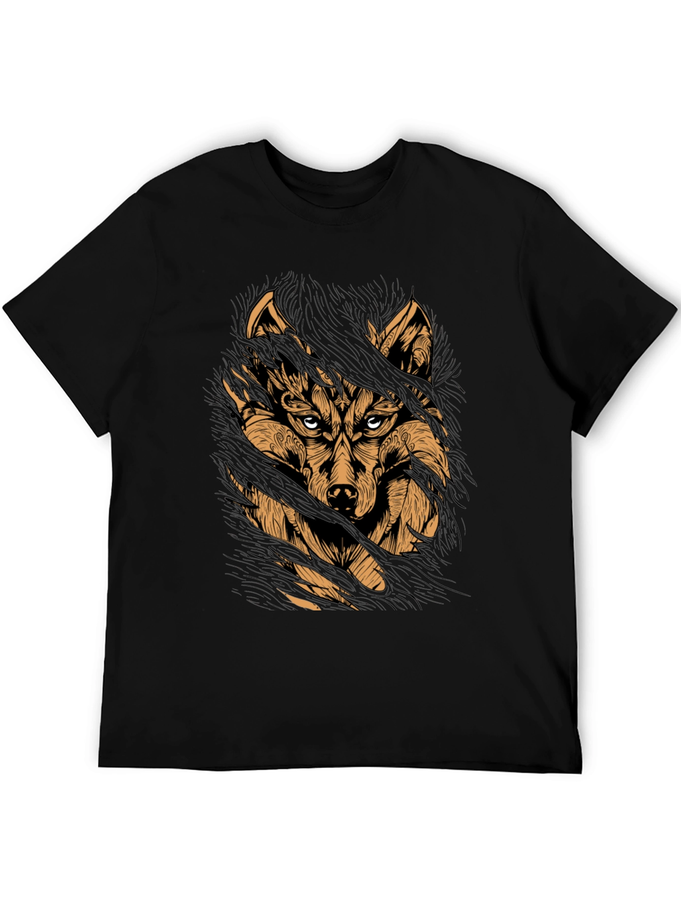 Black Wolf Graphic Print Black T-Shirt view 5