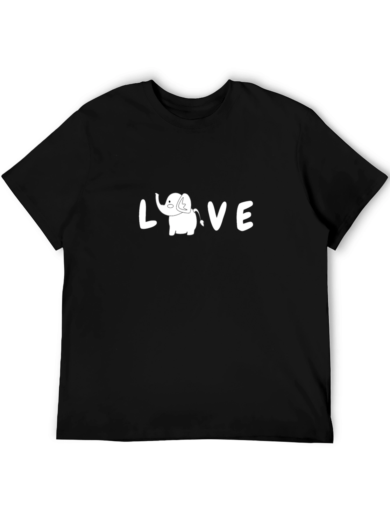 Black Cute Elephant LOVE Graphic Tee - Unisex Black Shirt view 5