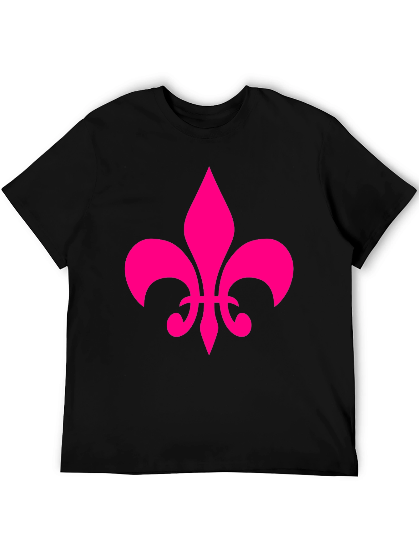 Black Fleur-de-Lis Graphic Tee - Casual Cotton Blend Shirt view 5