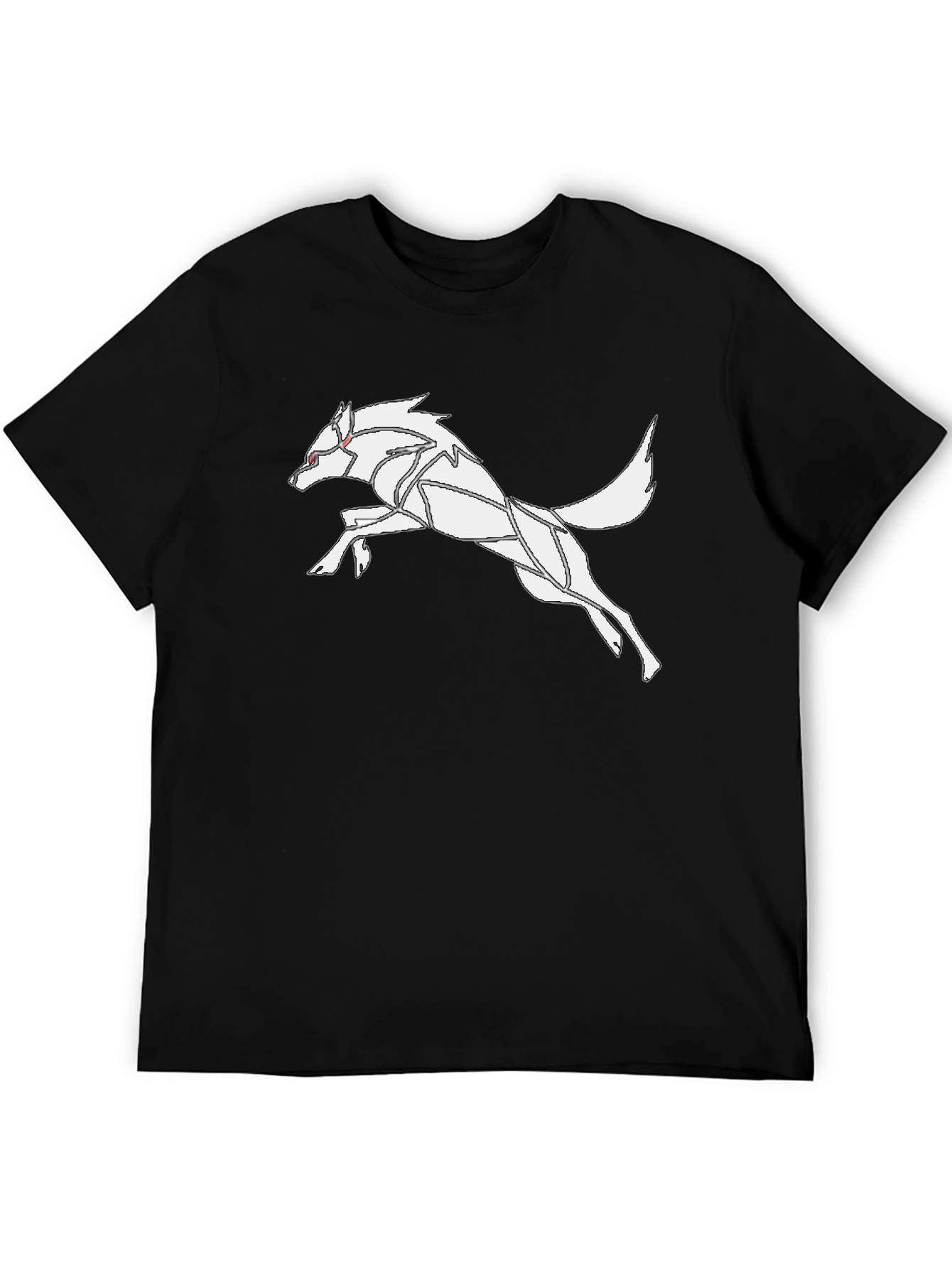 Black Geometric Wolf Graphic Tee - Stylish Black T-Shirt view 5