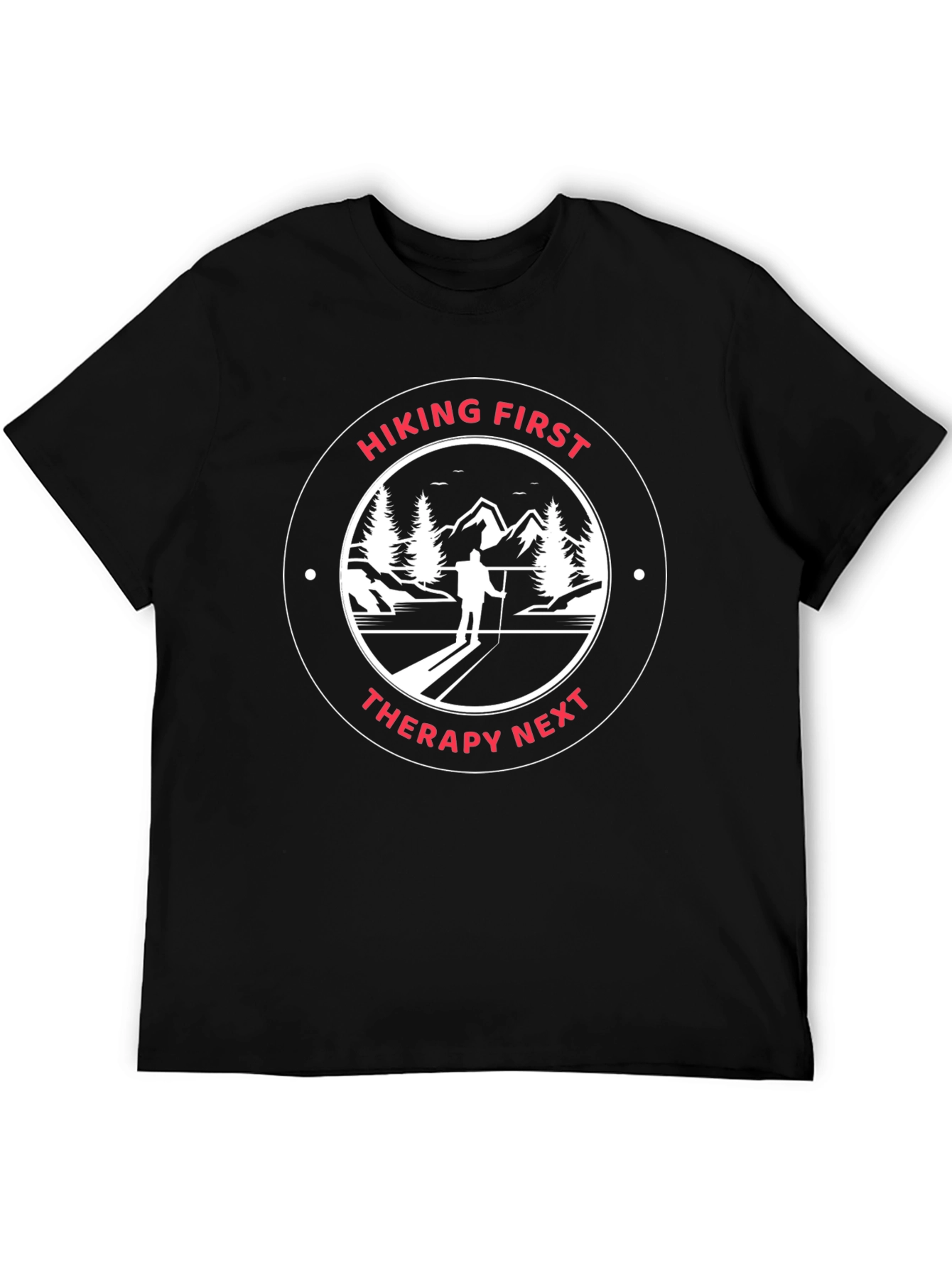 Black Hiking First Therapy Next Graphic T-Shirt view 5