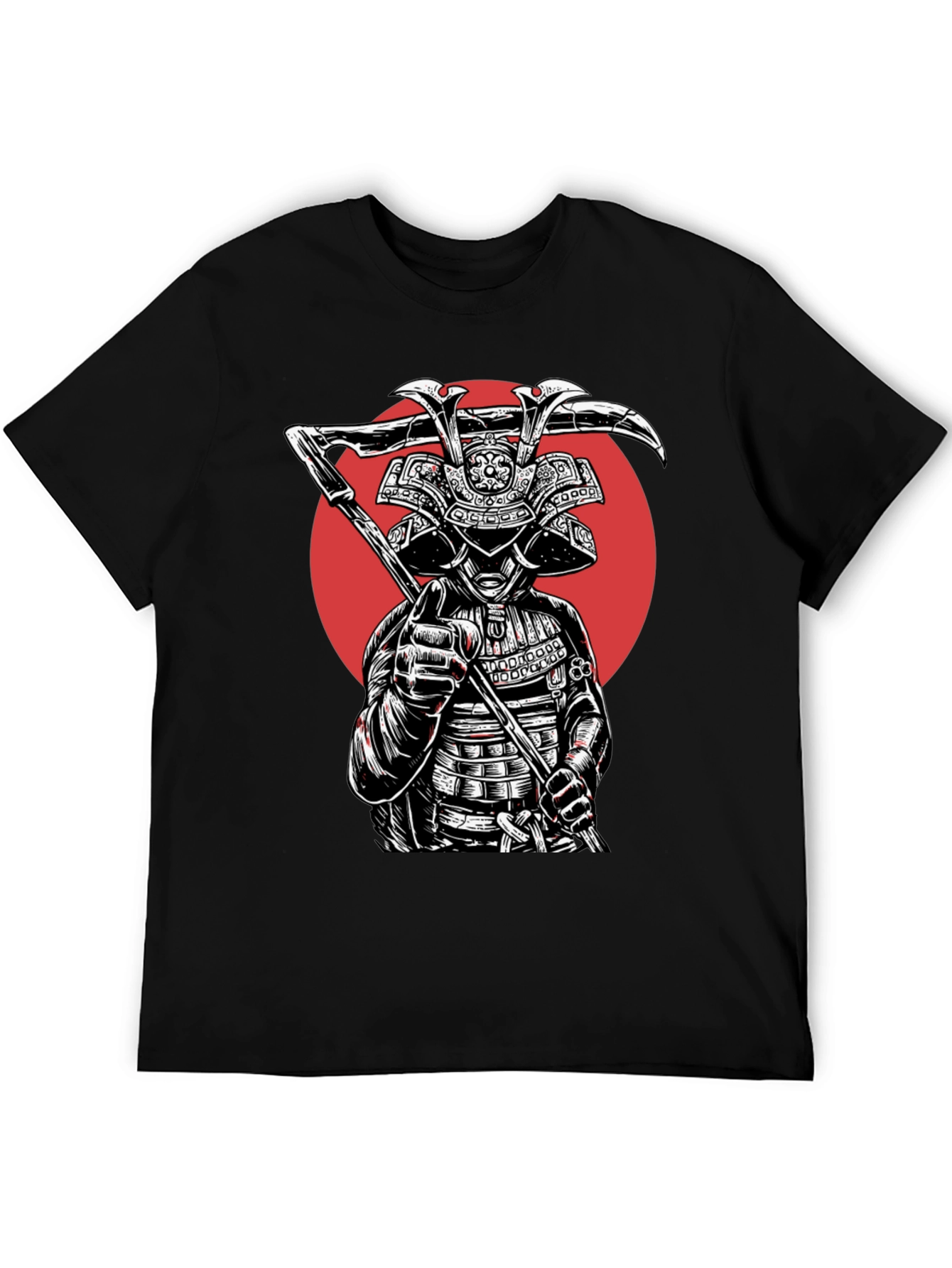 Black Samurai Warrior Graphic Tee - Black Cotton Blend view 5