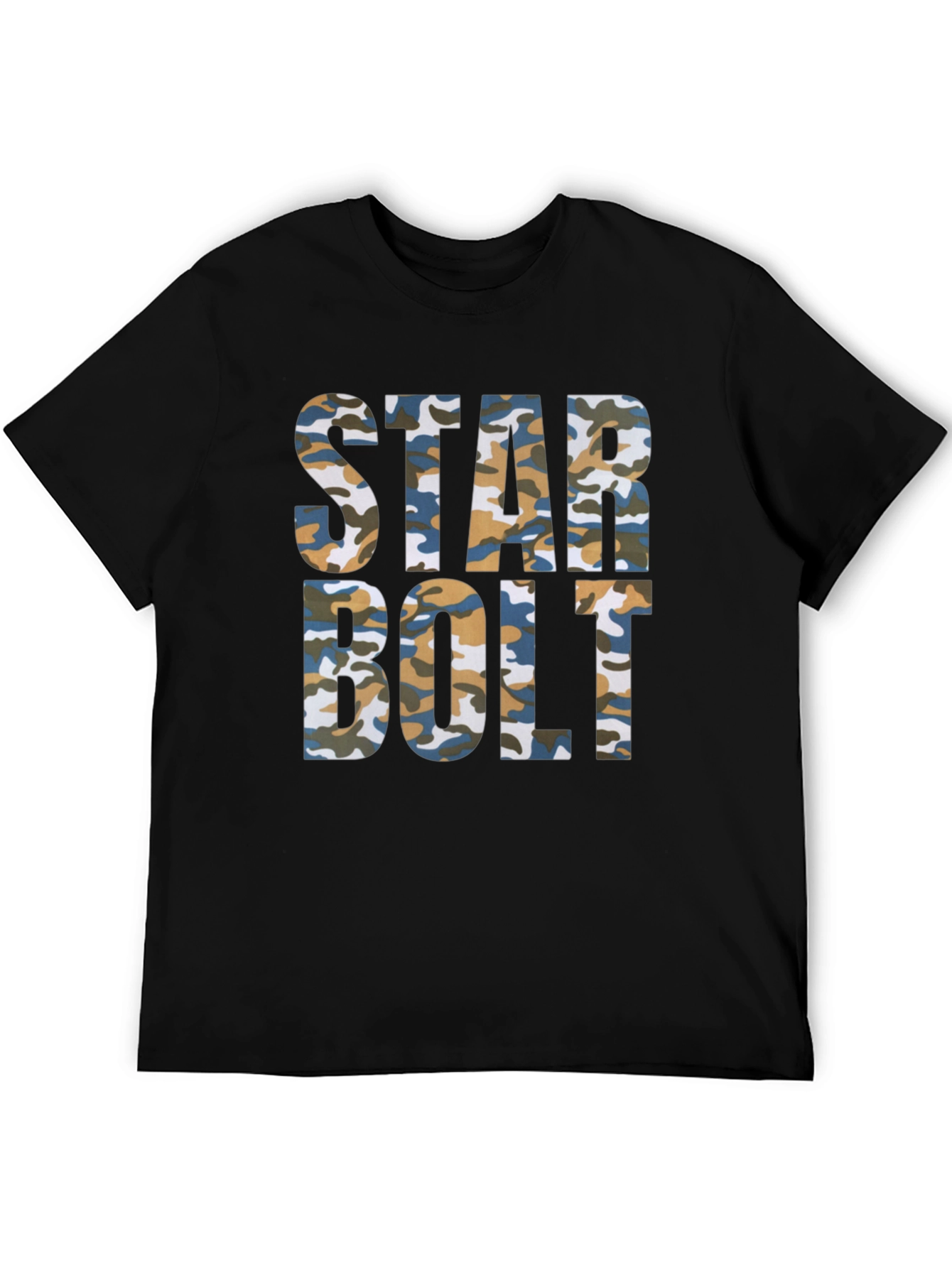 Black Star Bolt Camo Print Black T-Shirt view 5