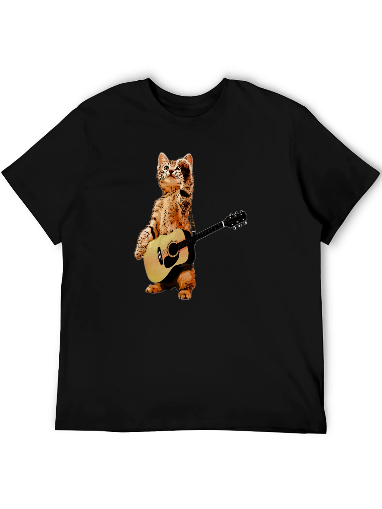 Black Cat Playing Guitar T-Shirt view 5