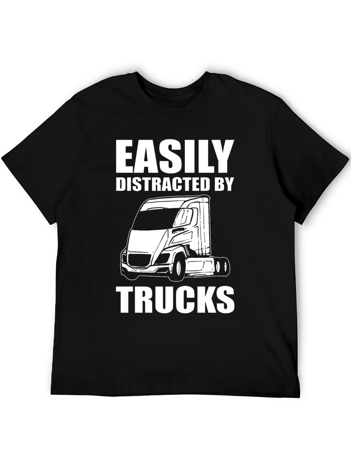 Black Easily Distracted By Trucks Funny T-Shirt view 5