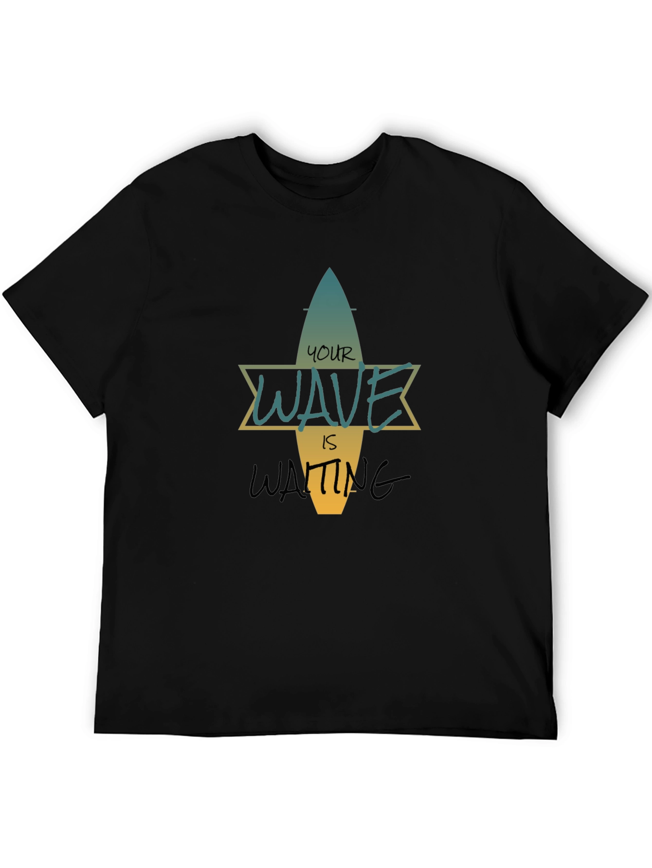 Black Your Wave Is Waiting Black Graphic T-Shirt view 5