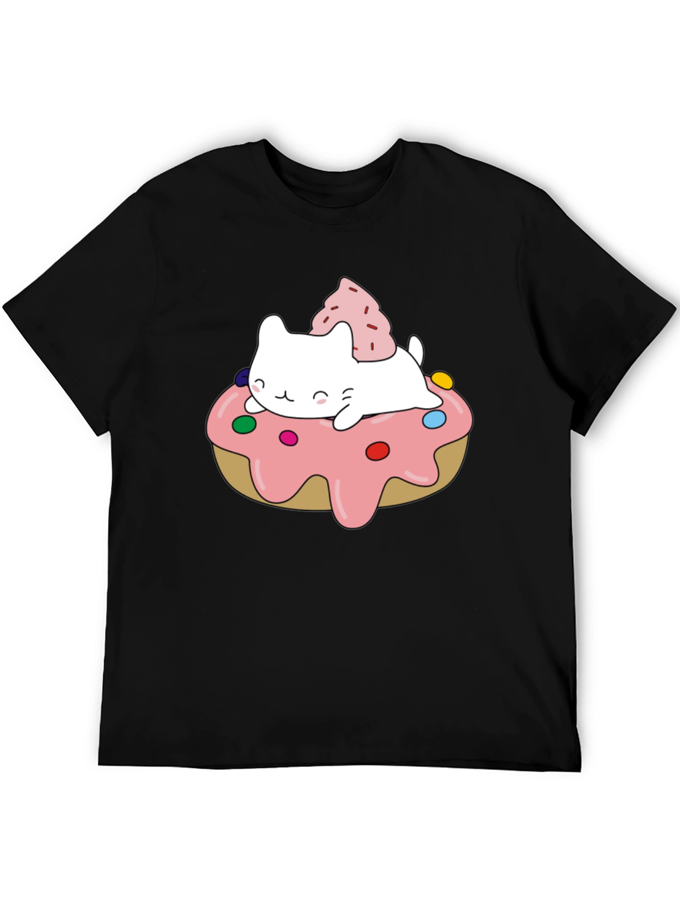 Black Cute Cat Donut T-Shirt - Sweet Style view 5