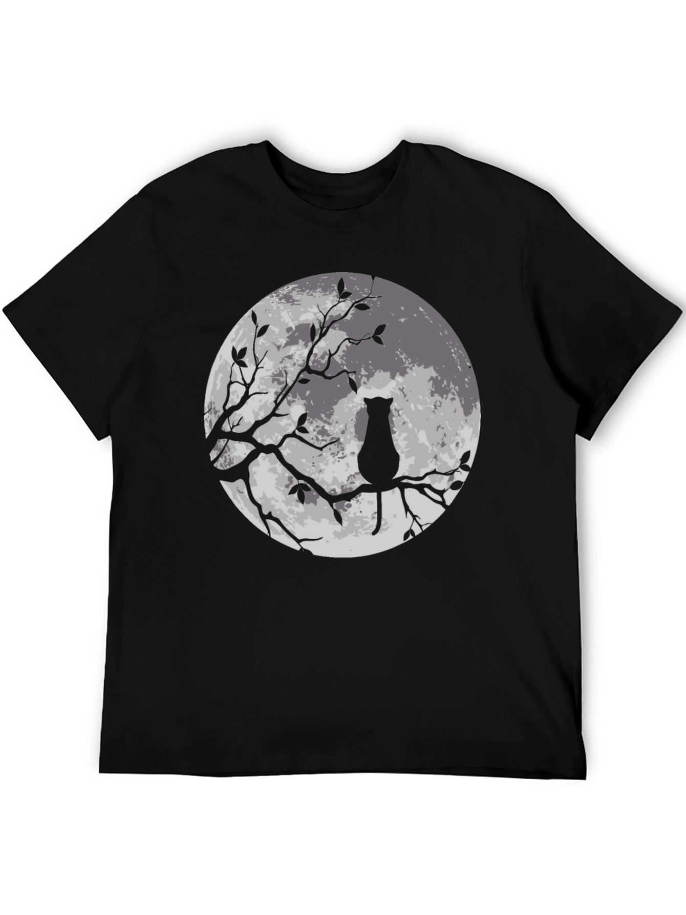 Black Moon Cat Graphic Tee - Stylish Black T-Shirt view 5