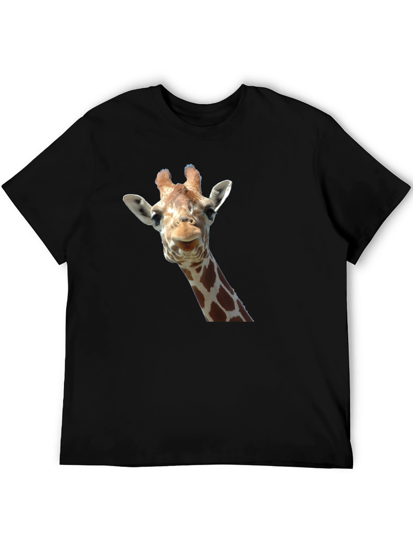 Black Giraffe Head Graphic Print Black T-Shirt view 5