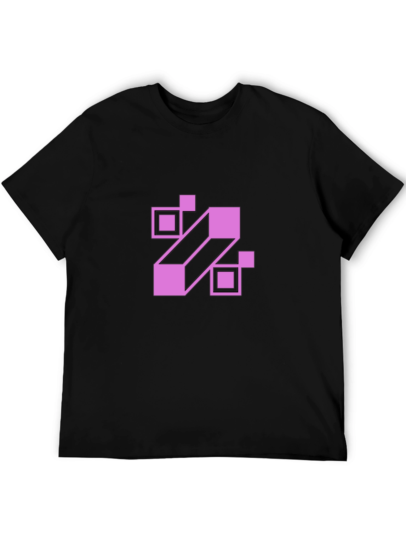 Black Geometric Pink Graphic Black T-Shirt view 5