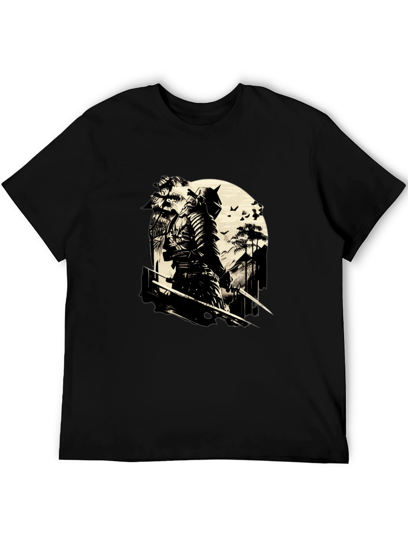 Black Samurai Graphic Print Black T-Shirt view 5