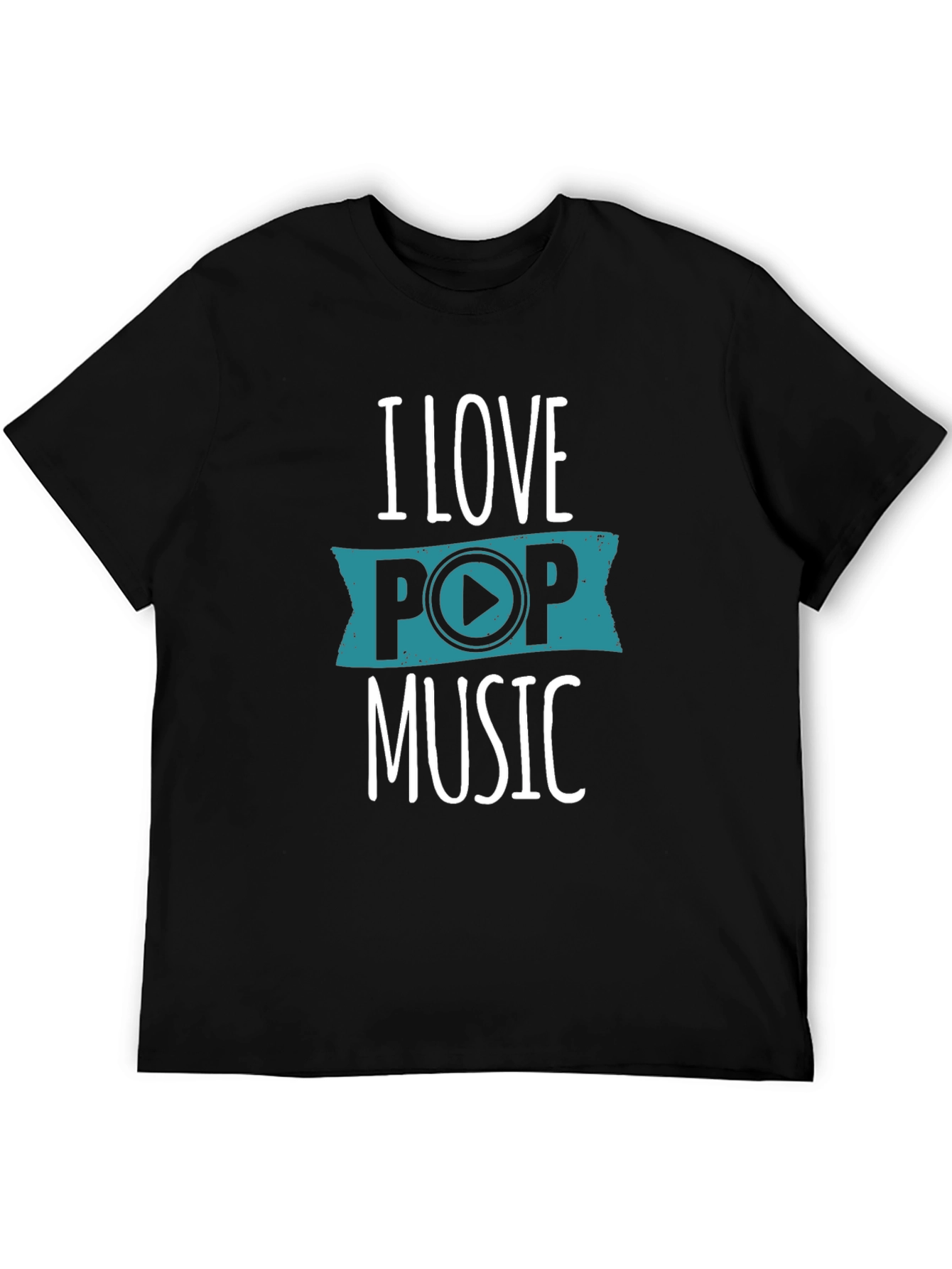 Black I Love Pop Music Graphic T-Shirt - Black view 5