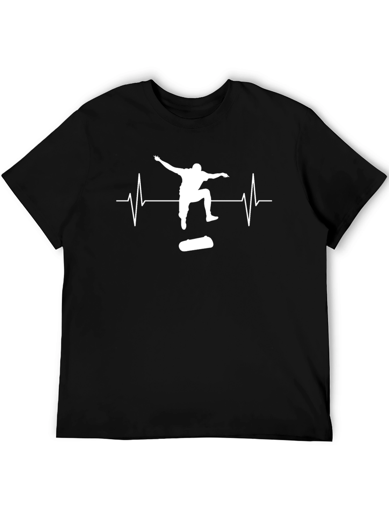 Black Skateboarding Heartbeat Tee - Cool Graphic T-Shirt view 5