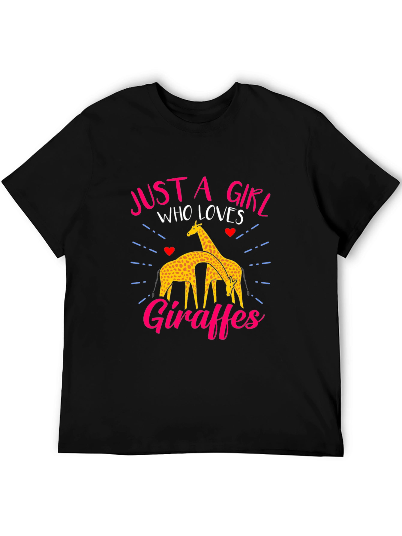 Black Just a Girl Who Loves Giraffes Black T-Shirt view 5