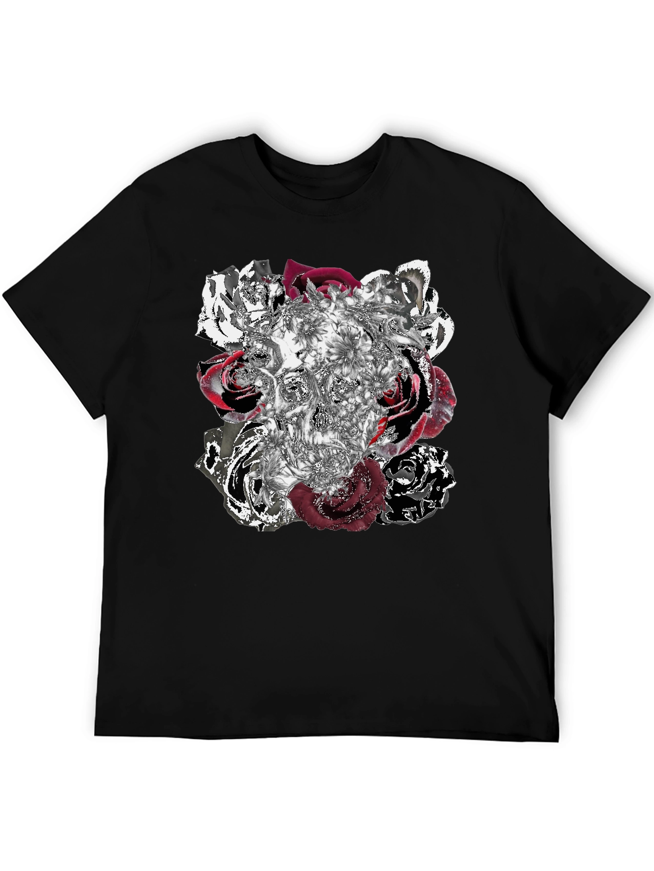 Black Skull Roses Graphic Tee - Unique Design view 5