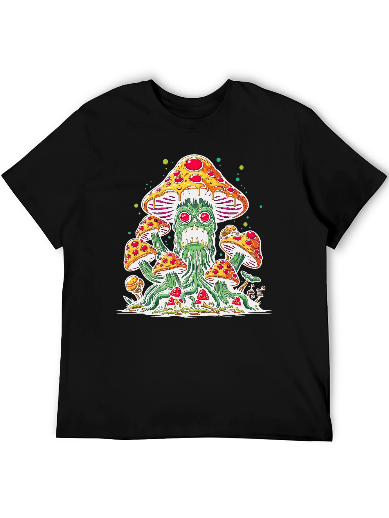 Black Pizza Mushroom Graphic Tee - Funky Unisex T-Shirt view 5