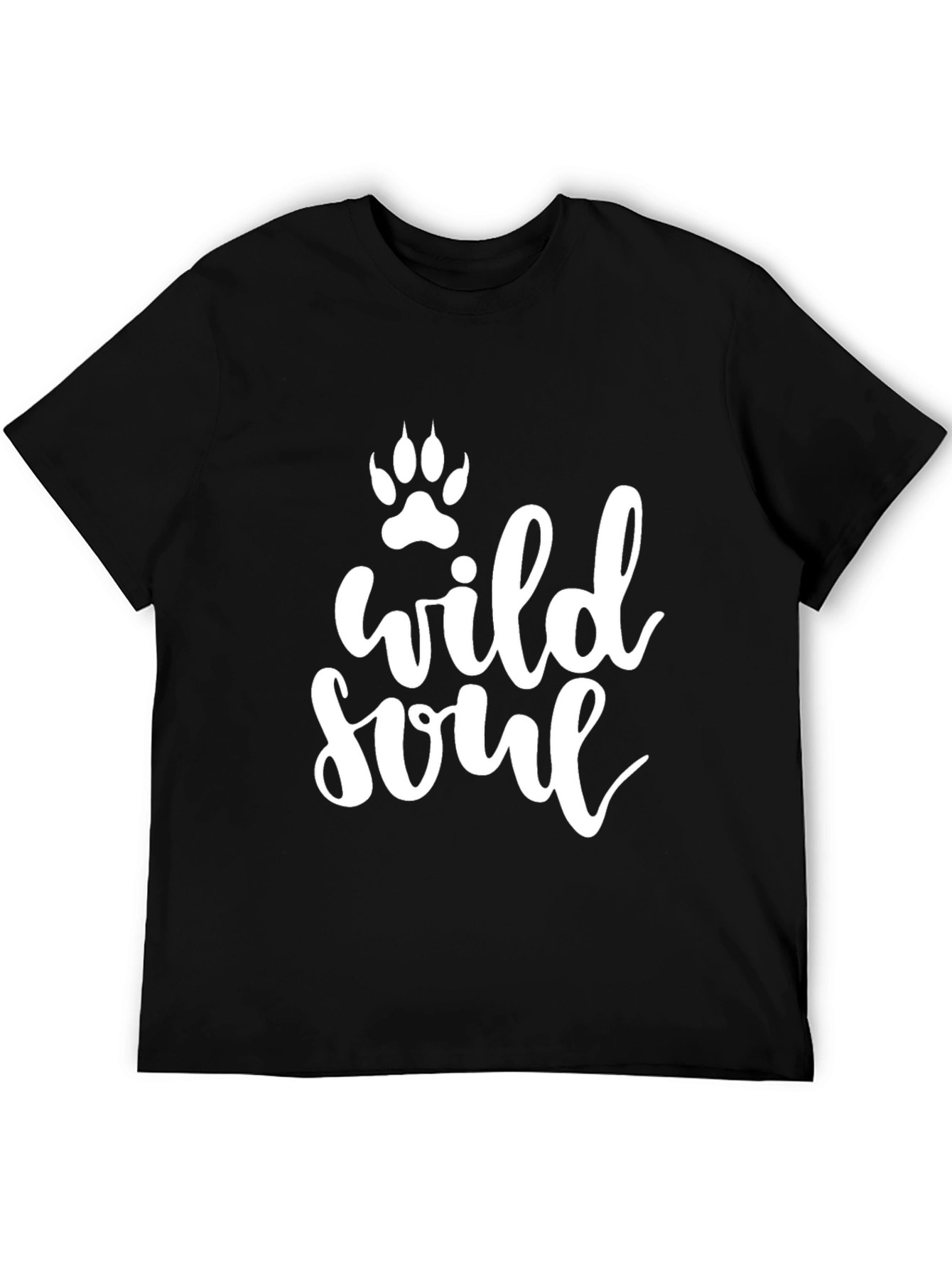 Black Wild Soul Paw Print Graphic Tee - Unisex Black T-Shirt view 5