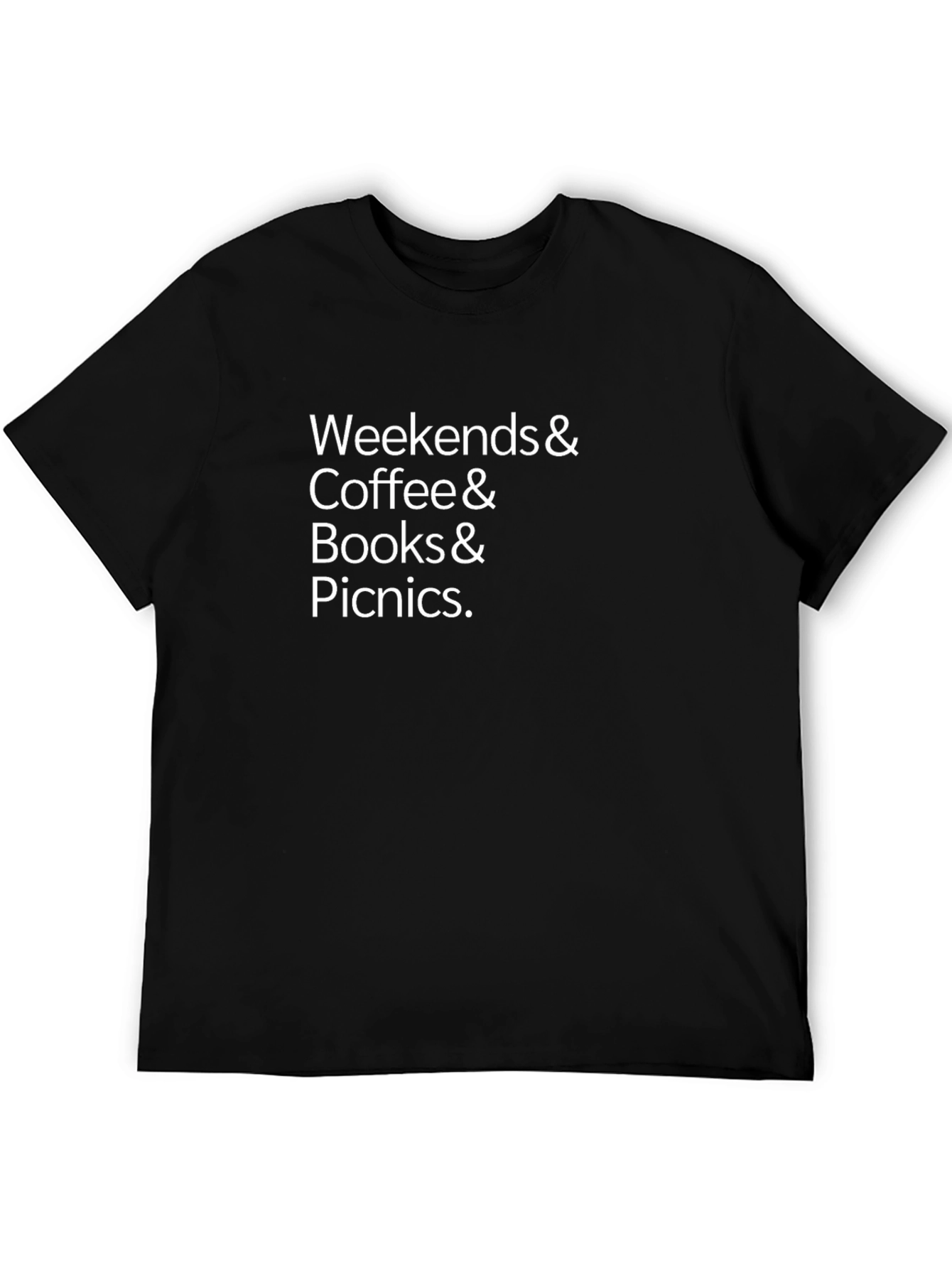 Black Weekends, Coffee, Books & Picnics Black T-Shirt view 5