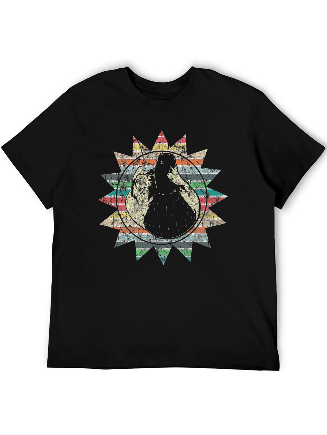 Black Vintage Duck Graphic Tee - Retro Style view 5