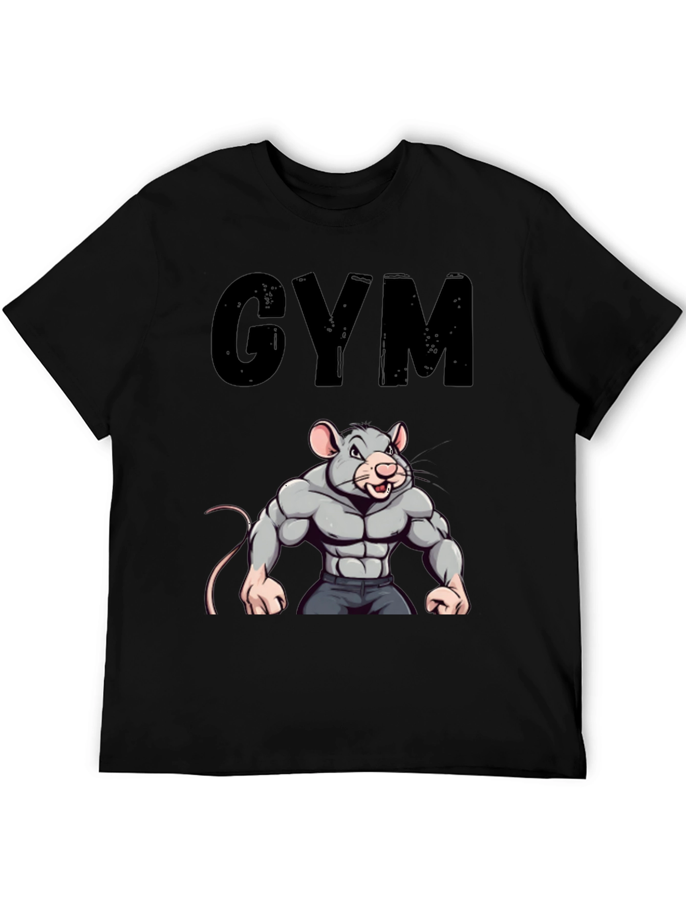 Black Gym Rat T-Shirt - Funny Workout Tee view 5