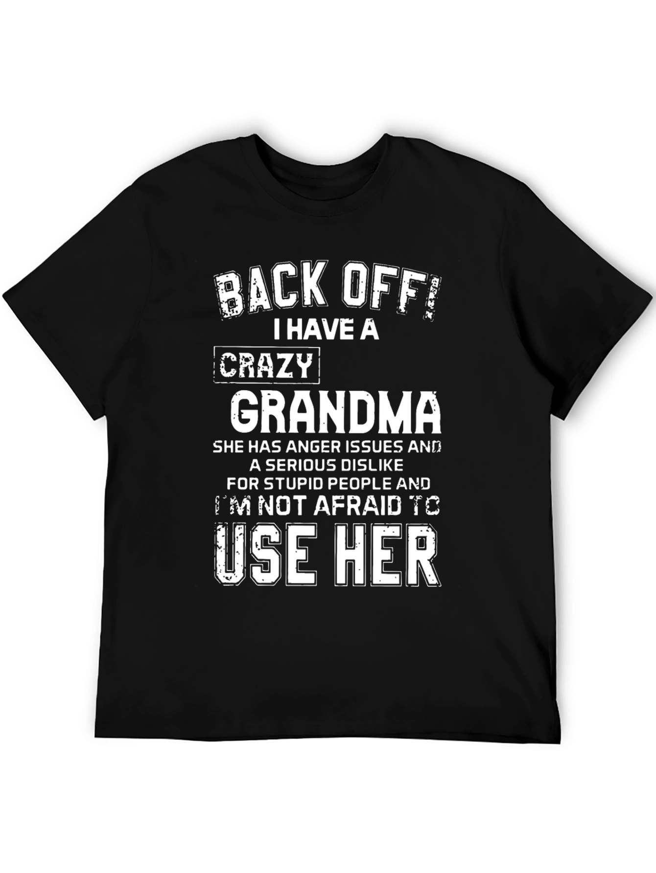 Black Crazy Grandma Graphic Tee - Novelty Humor T-Shirt view 5
