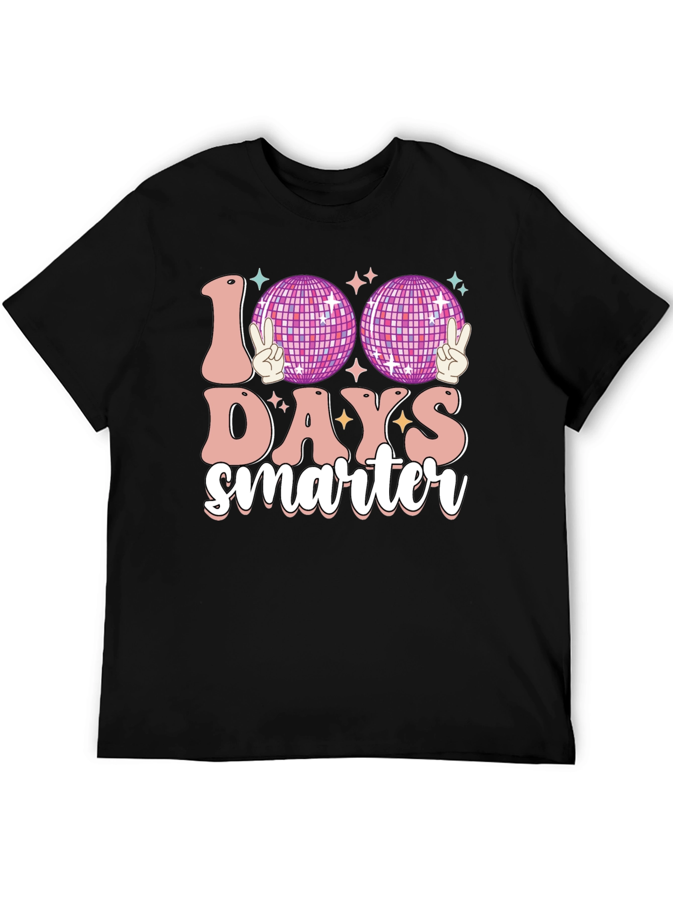 Black 100 Days Smarter Disco Ball T-Shirt view 5