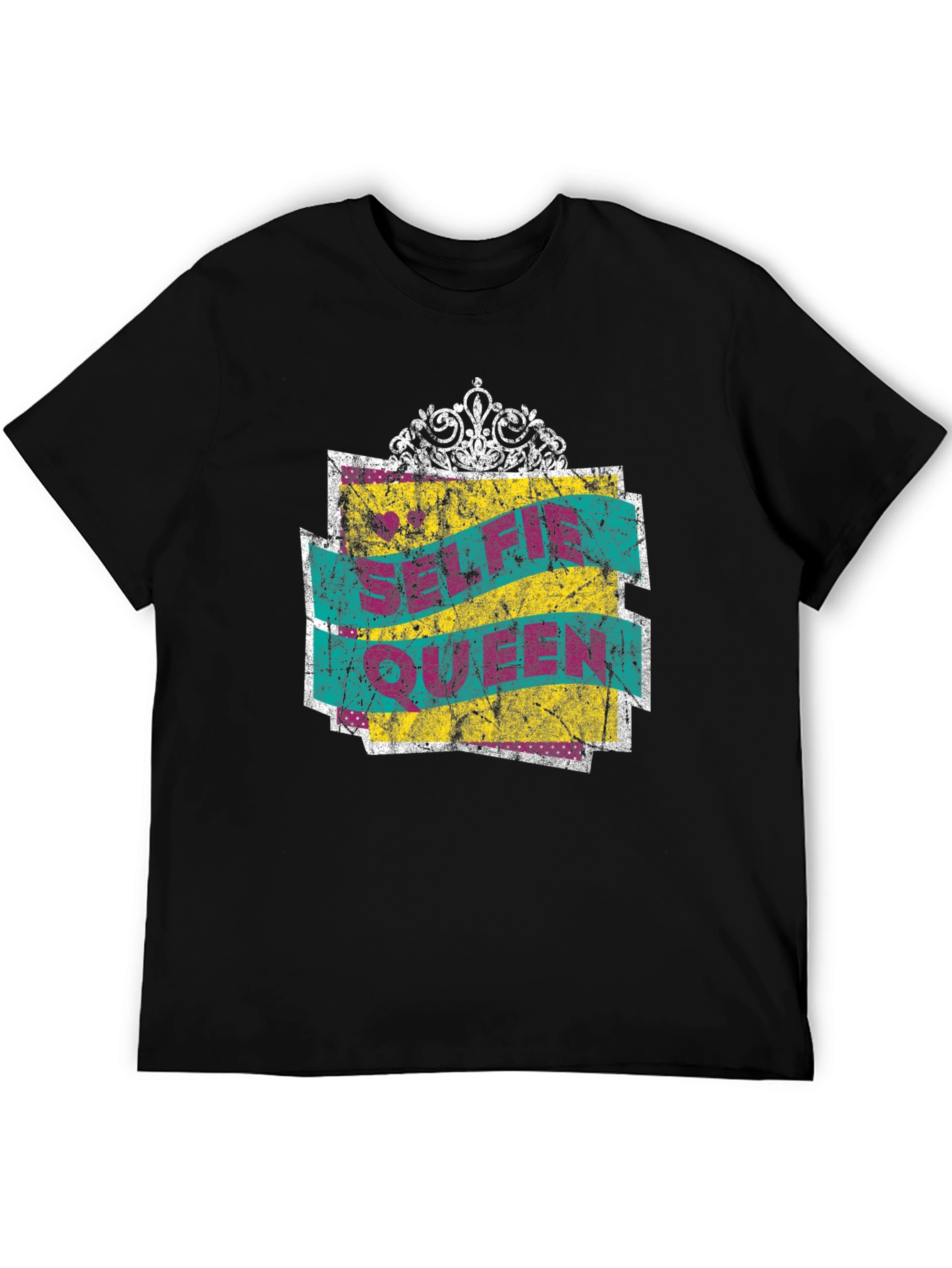 Black Selfie Queen Crown Graphic T-Shirt view 5