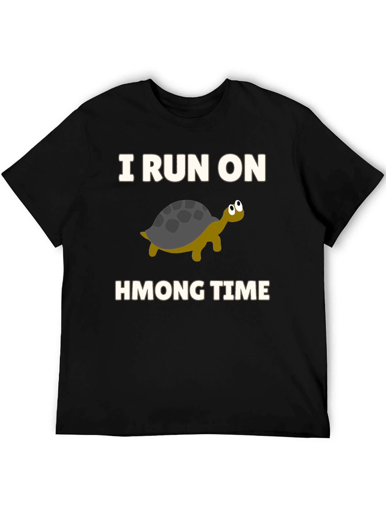 Black I Run on Hmong Time Turtle T-Shirt view 5