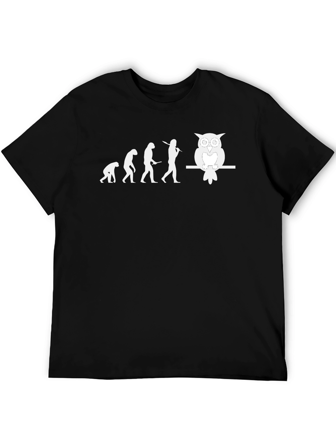 Black Evolution Owl T-Shirt - Funny, Unique Tee view 5