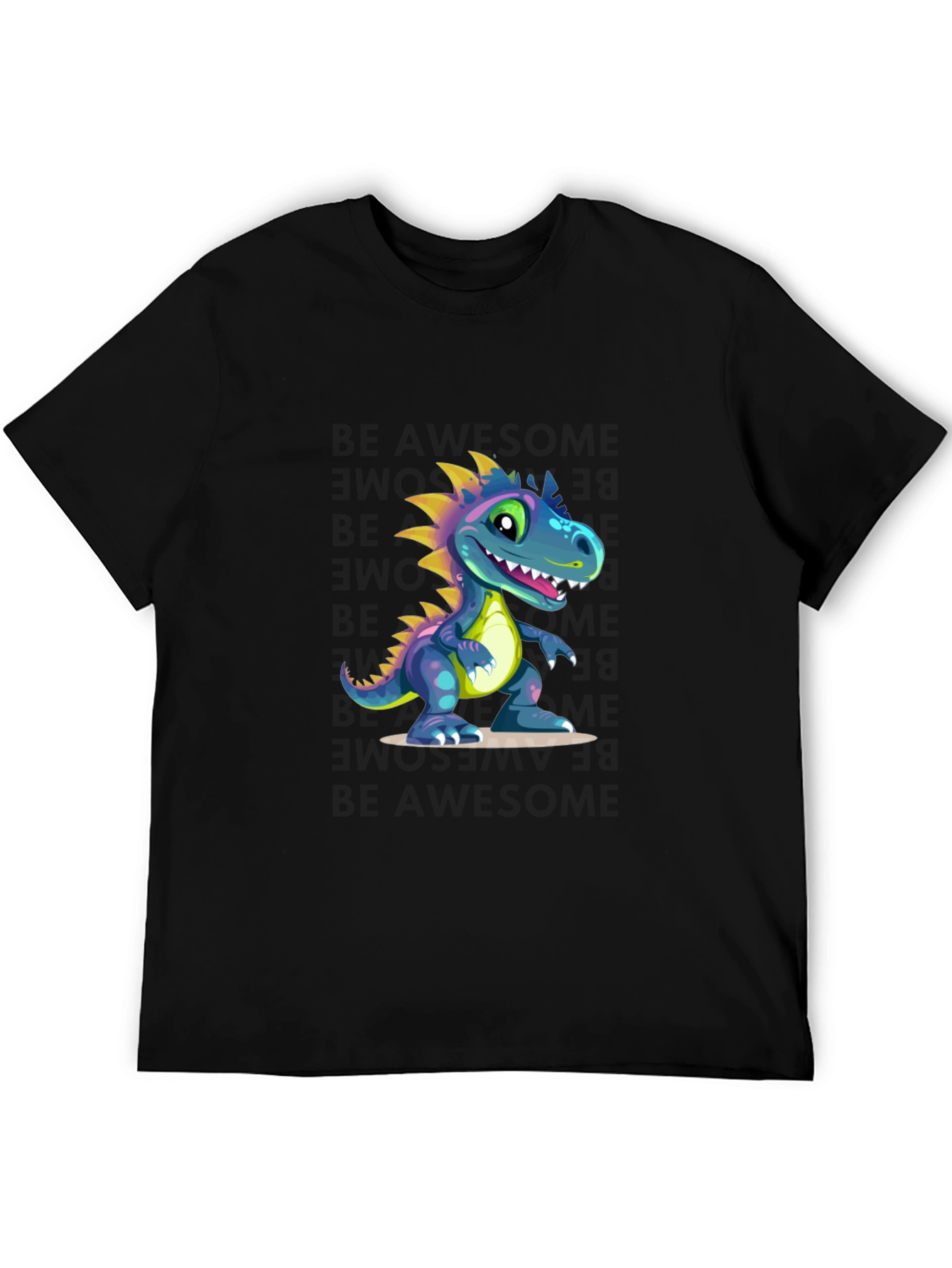 Black Dinosaur Graphic Tee - Black Cotton Blend view 5