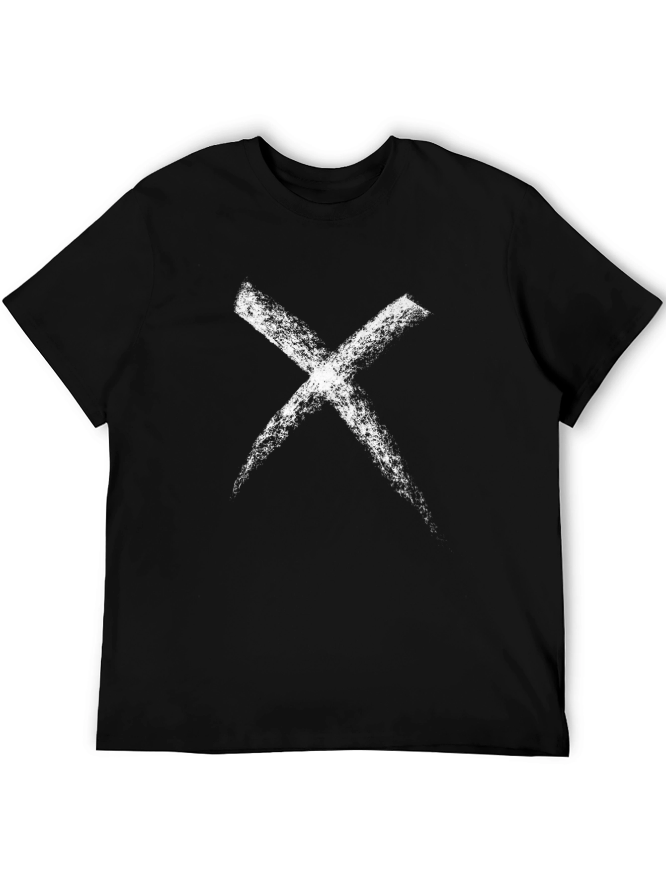 Black Grunge X Mark T-Shirt - Casual Black Tee view 5