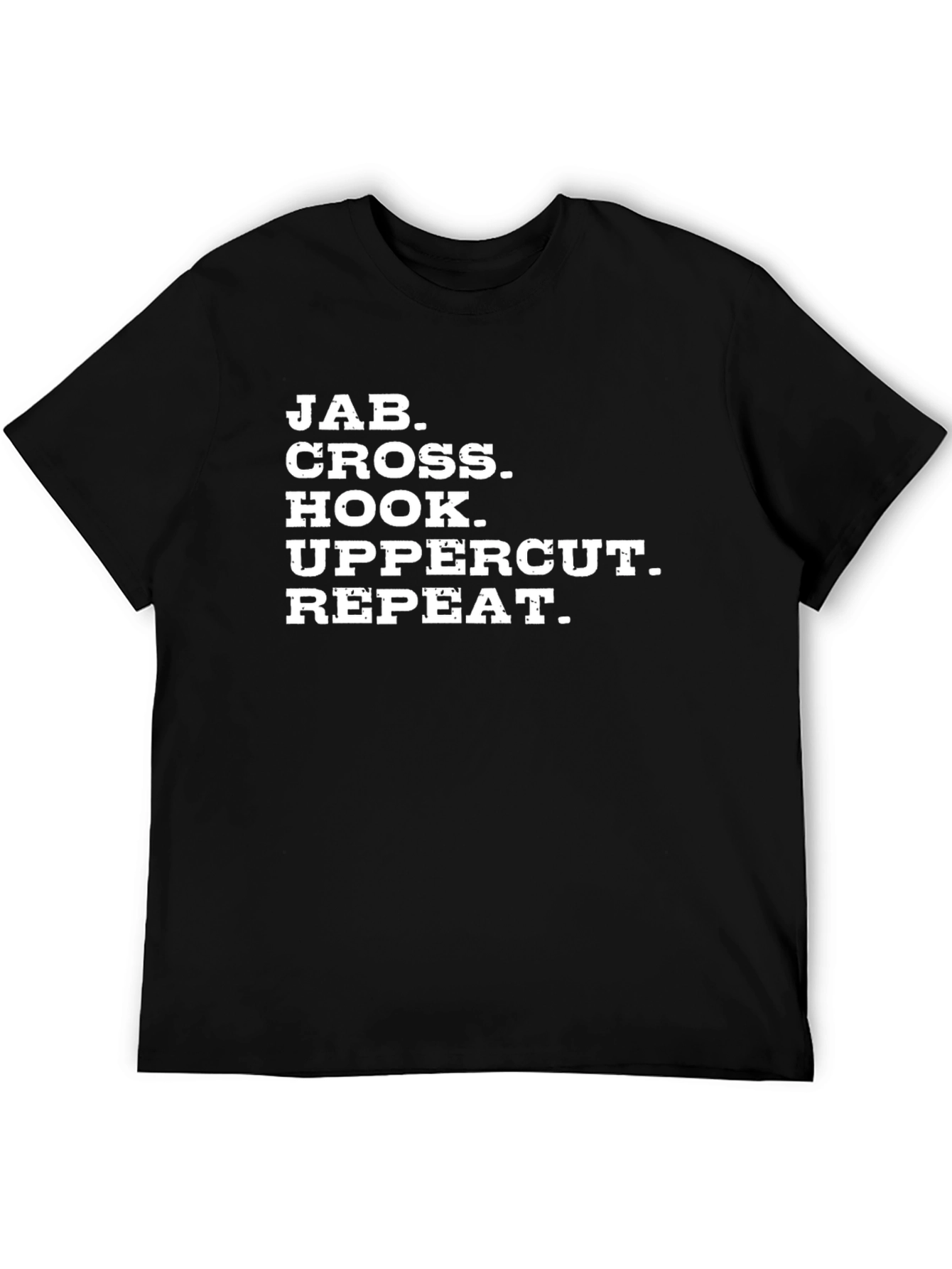Black Jab Cross Hook Uppercut Repeat Black T-Shirt view 5