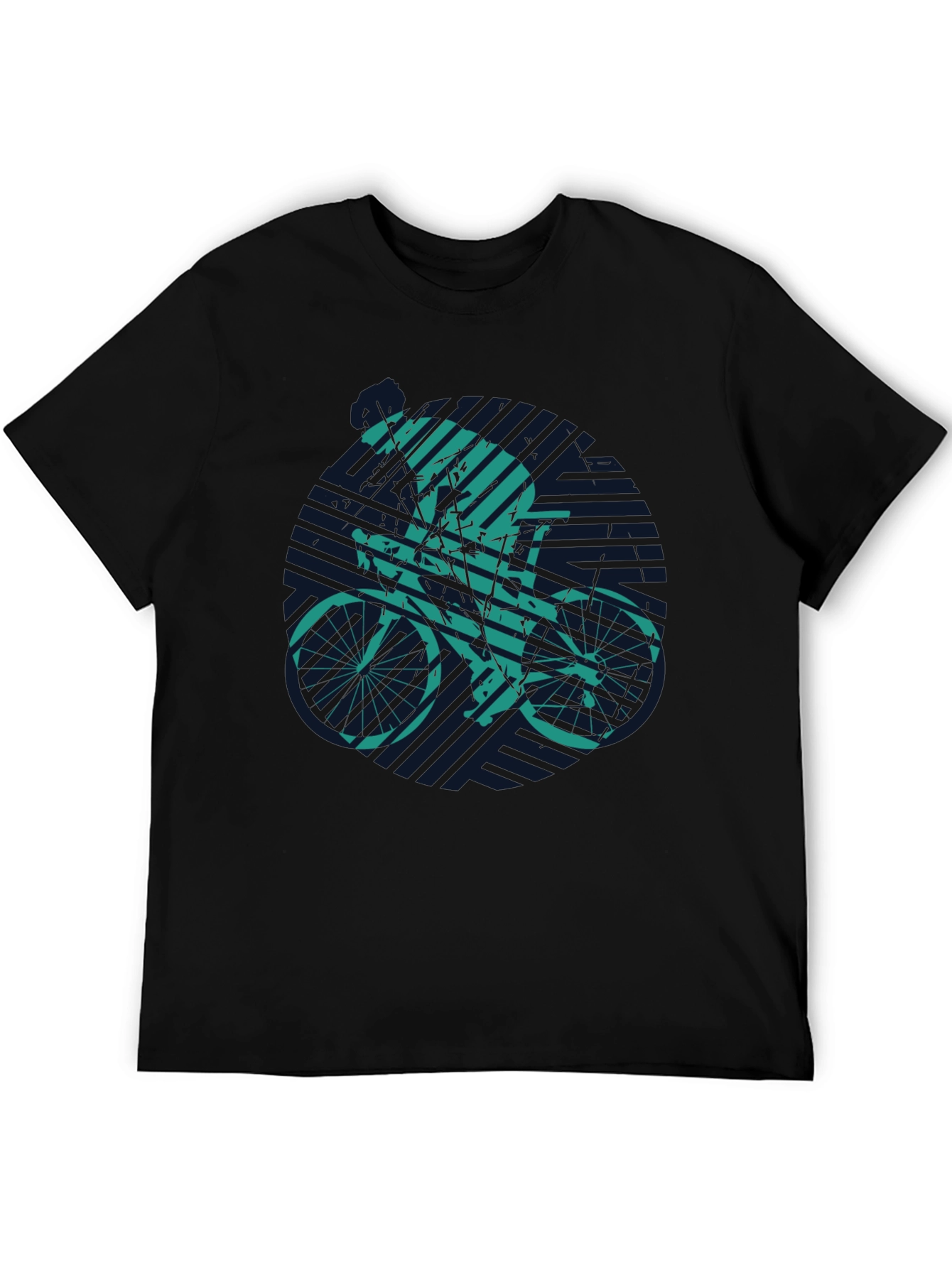 Black Cyclist Graphic Tee - Black Cotton Blend view 5