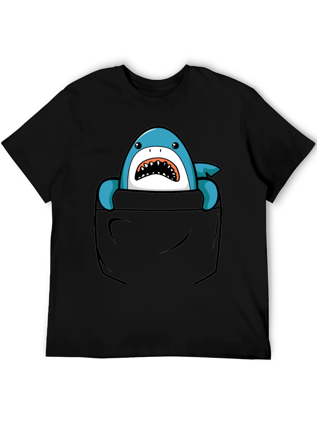 Black Shark Pocket T-Shirt - Fun Graphic Tee for Men view 5