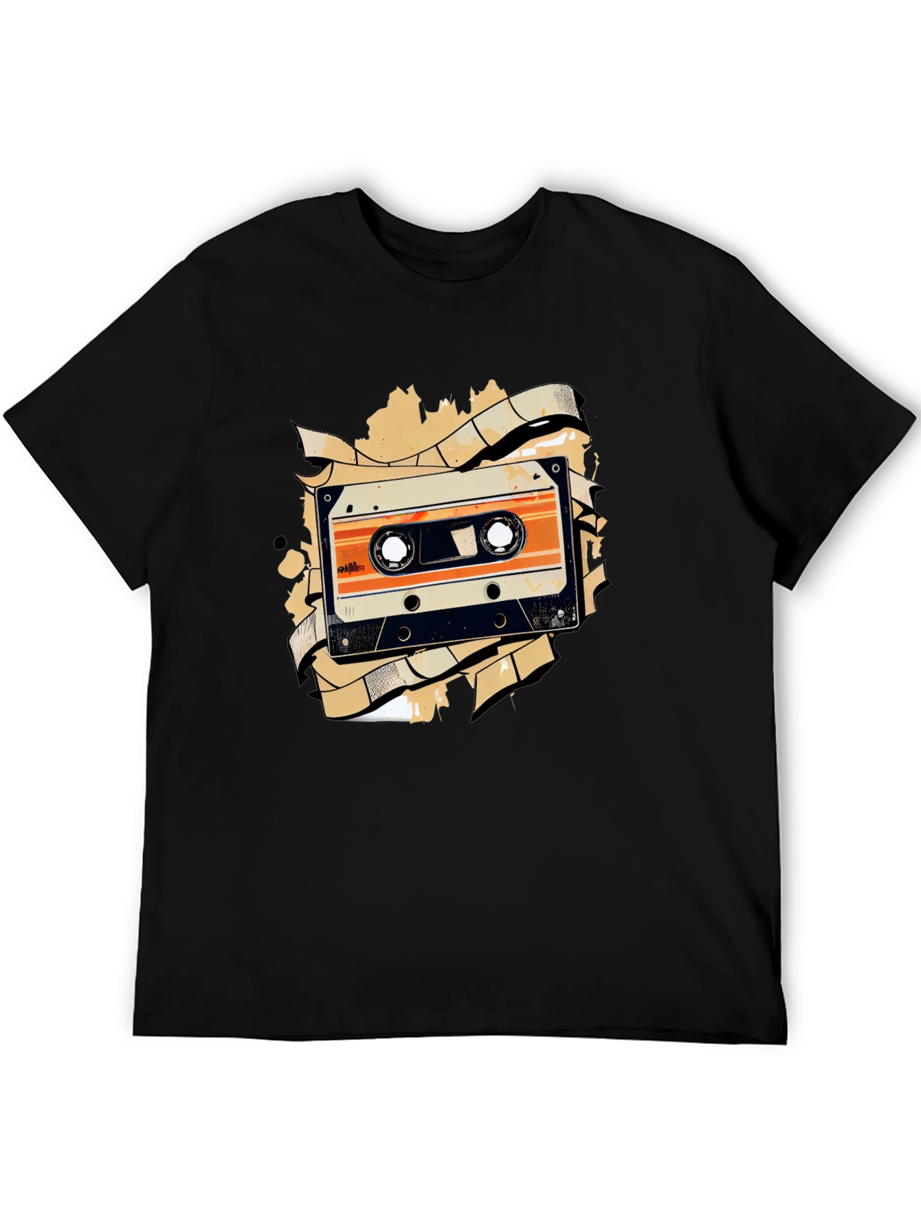 Black Retro Cassette Tape Graphic Tee - Black view 5