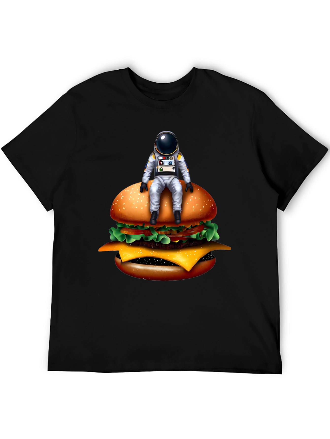 Black Astronaut Burger T-Shirt - Unisex Graphic Tee view 5