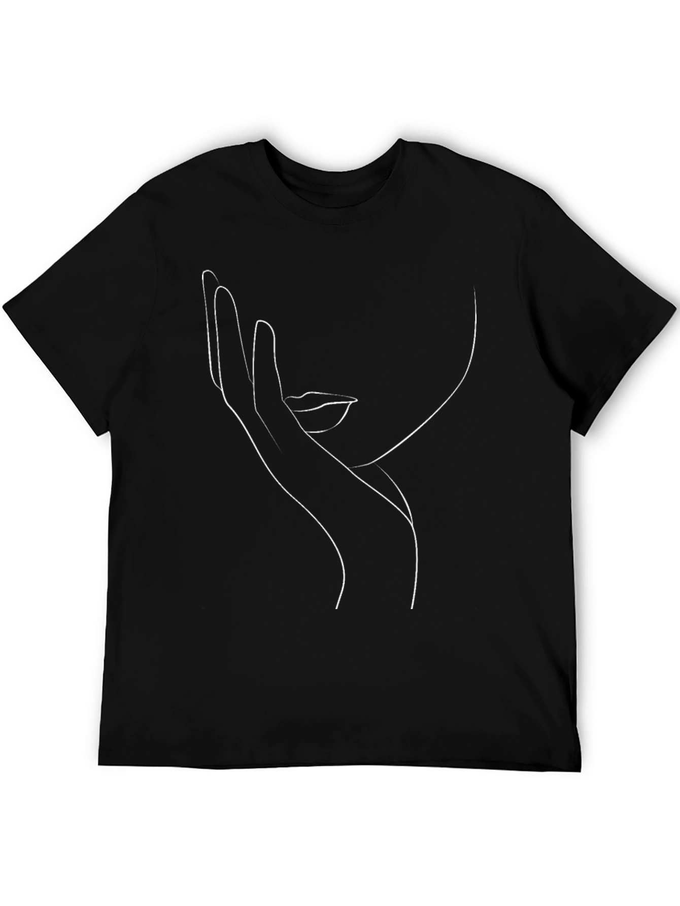 Black Minimalist Face Line Art Black T-Shirt view 5