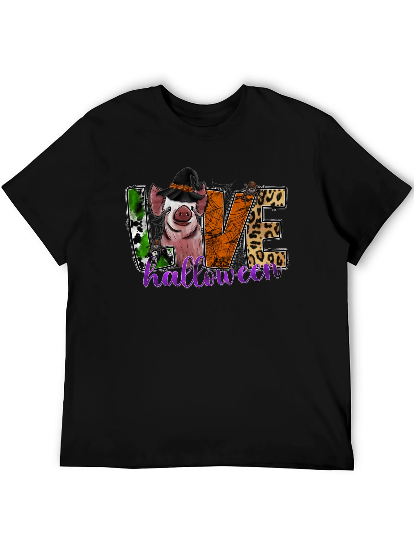 Black Halloween Pig Graphic T-Shirt view 5