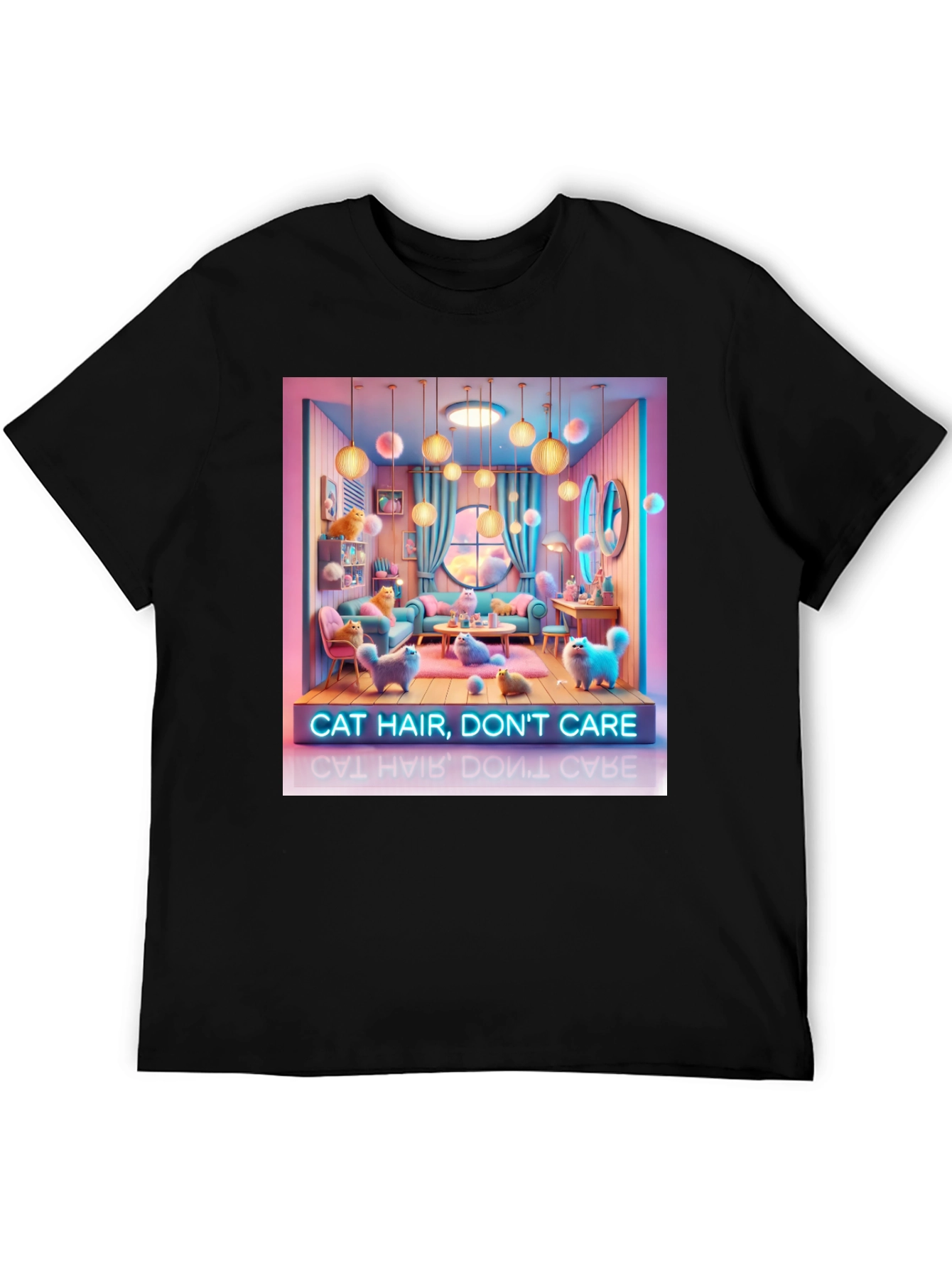 Black Cat Hair Don't Care Graphic Tee - Unisex view 5