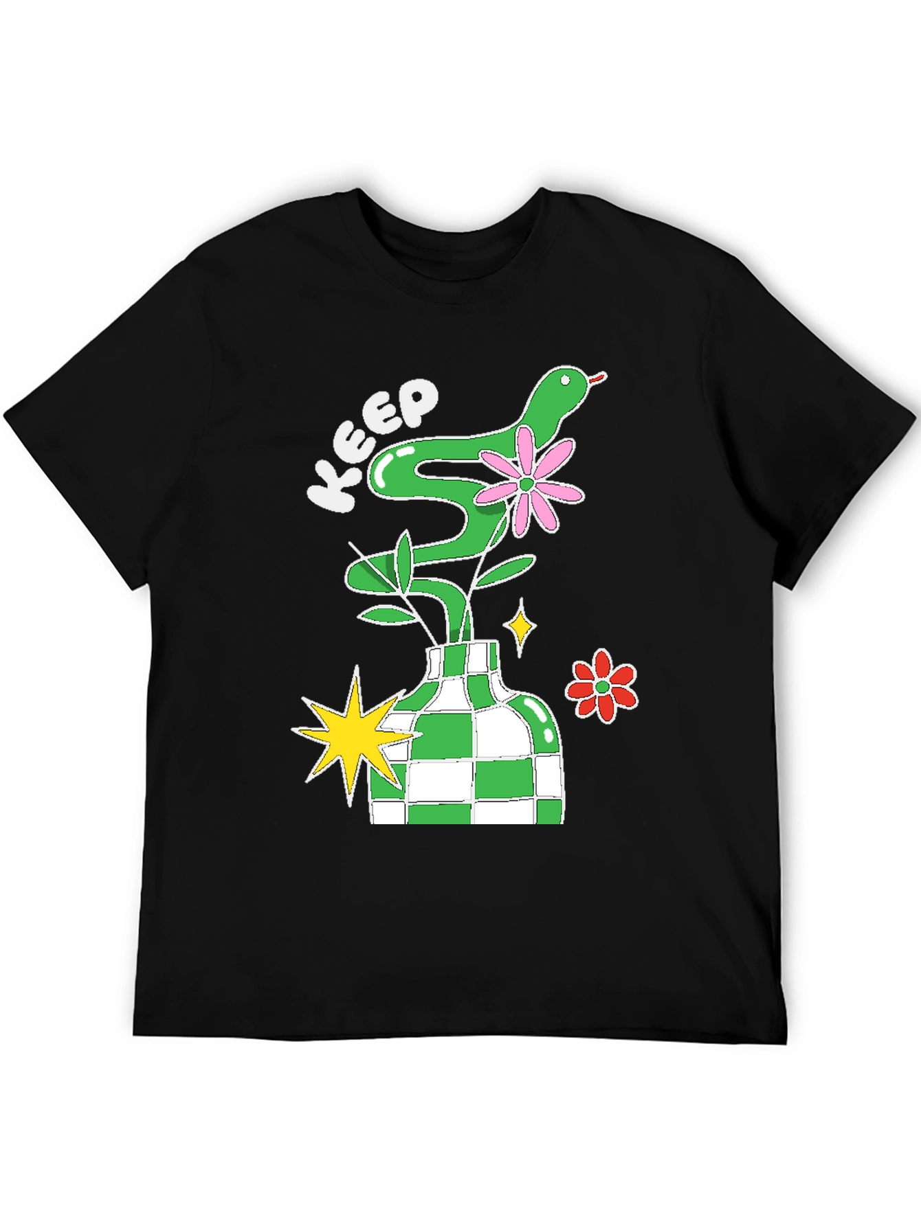 Black Keep Snake Plant Tee - Quirky Graphic T-Shirt view 5