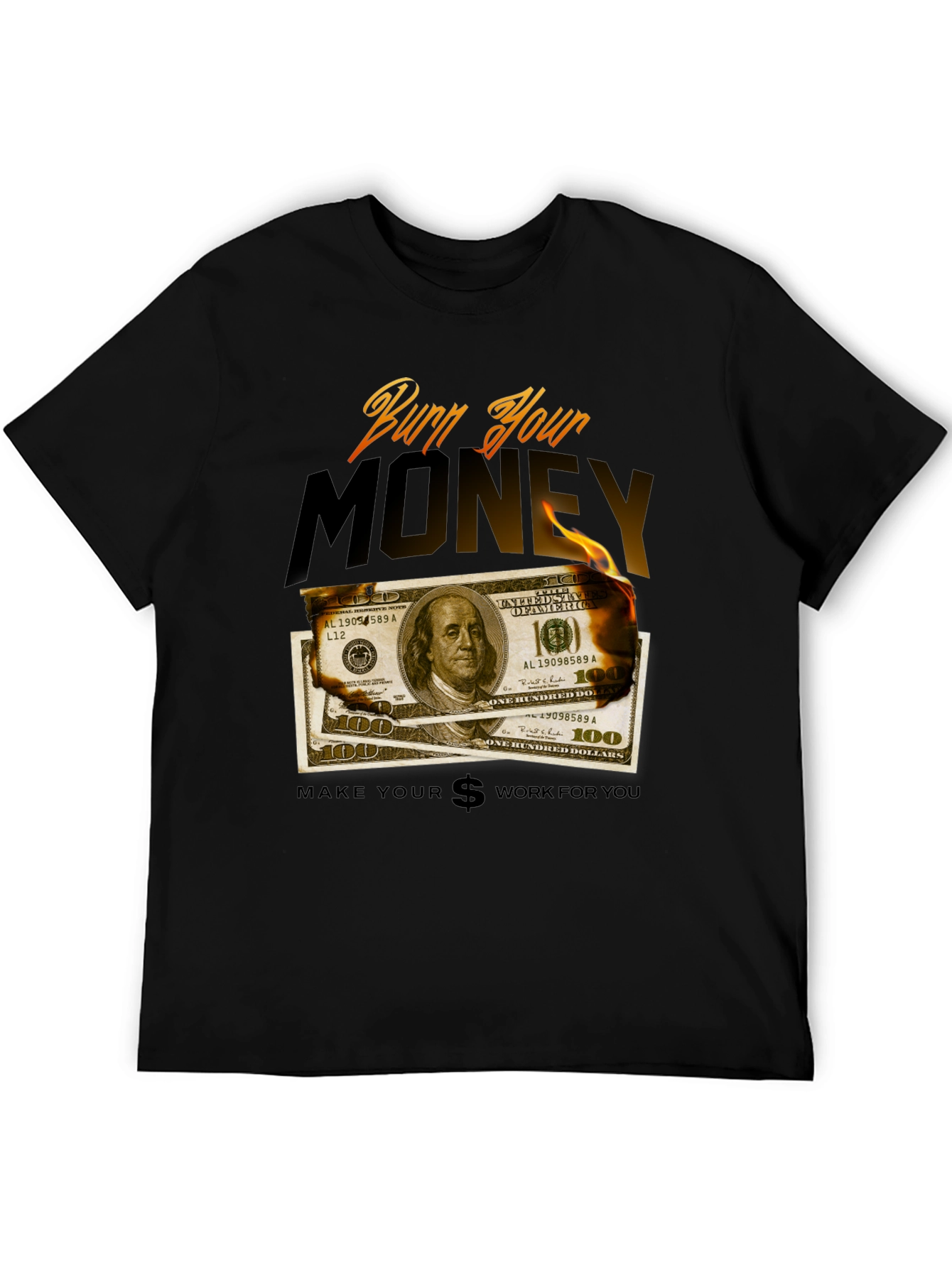 Black Burn Your Money Graphic Tee view 5