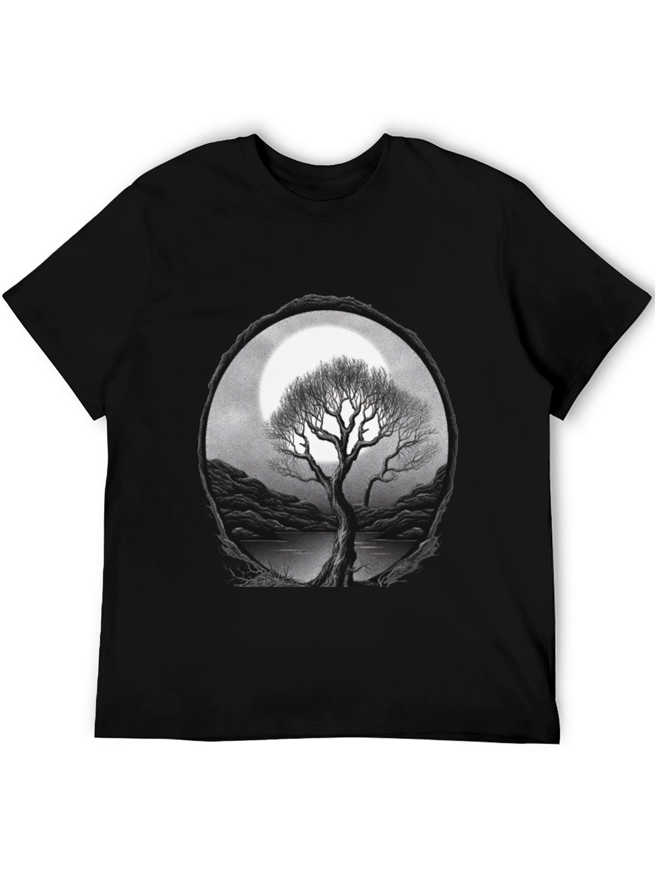 Black Moonlit Tree Graphic Tee - Unisex view 5