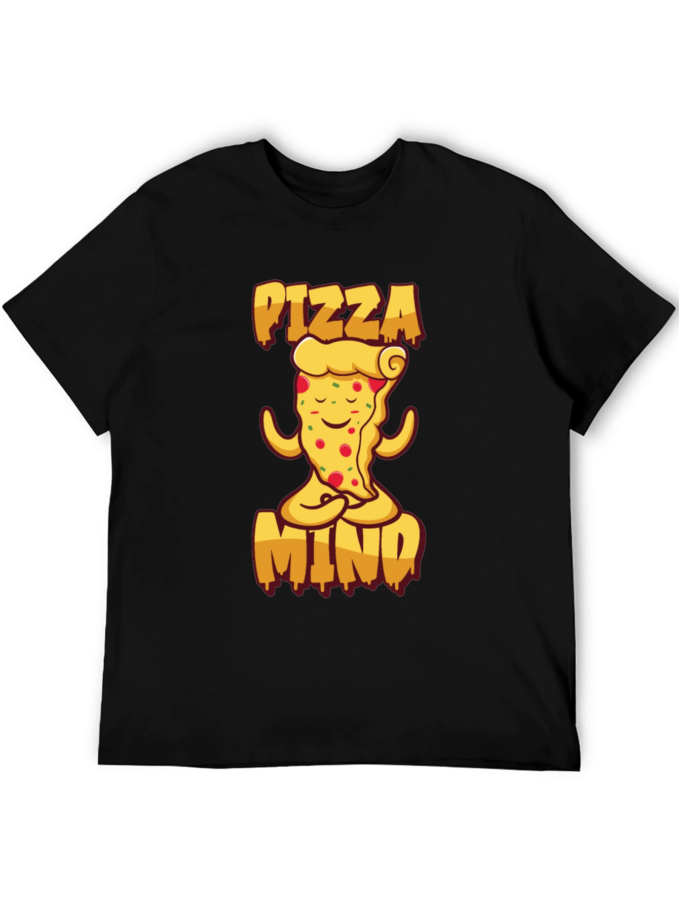 Black Pizza Mind Black T-Shirt for Men view 5