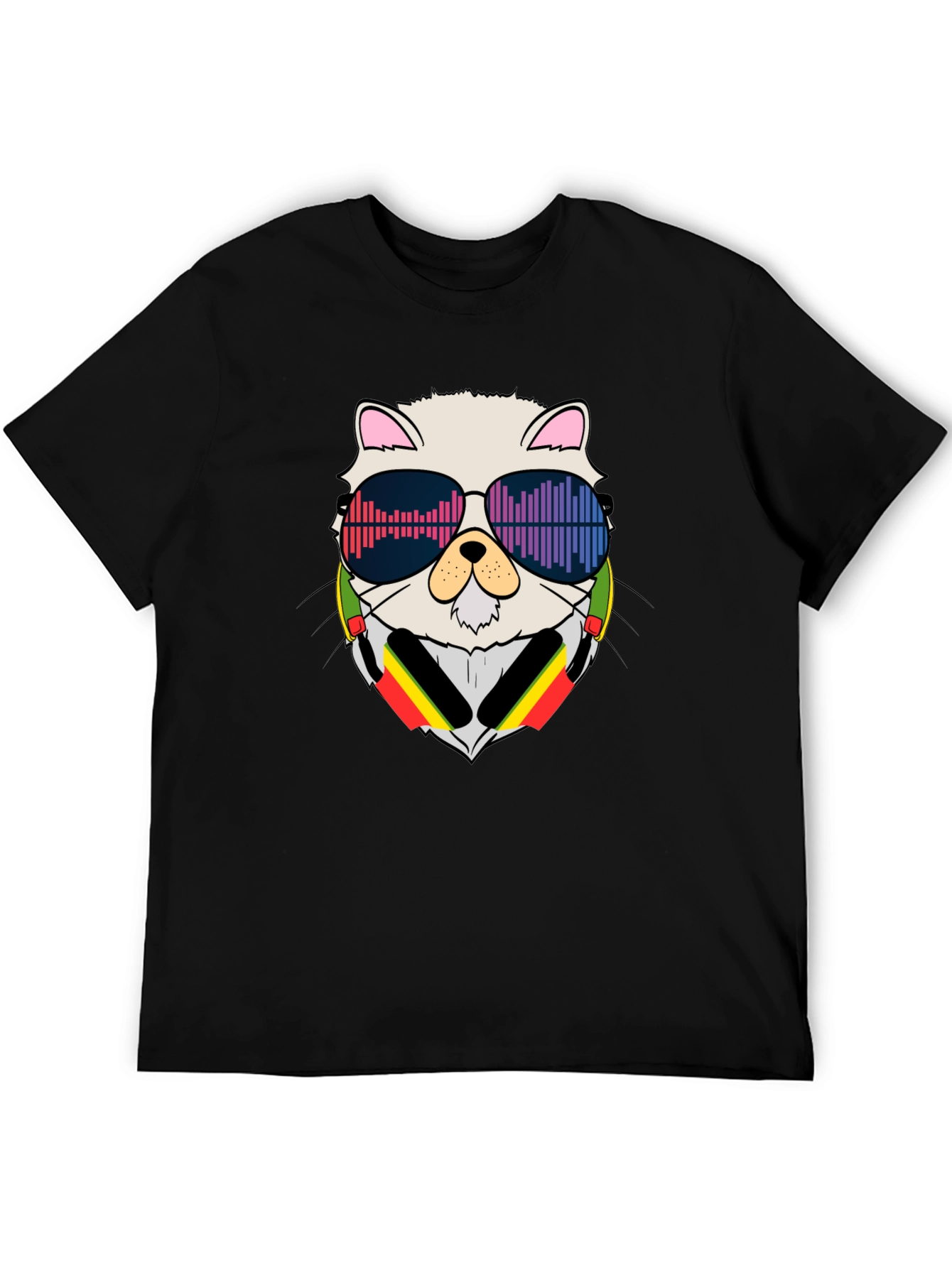 Black Cool Cat DJ Black T-Shirt view 5