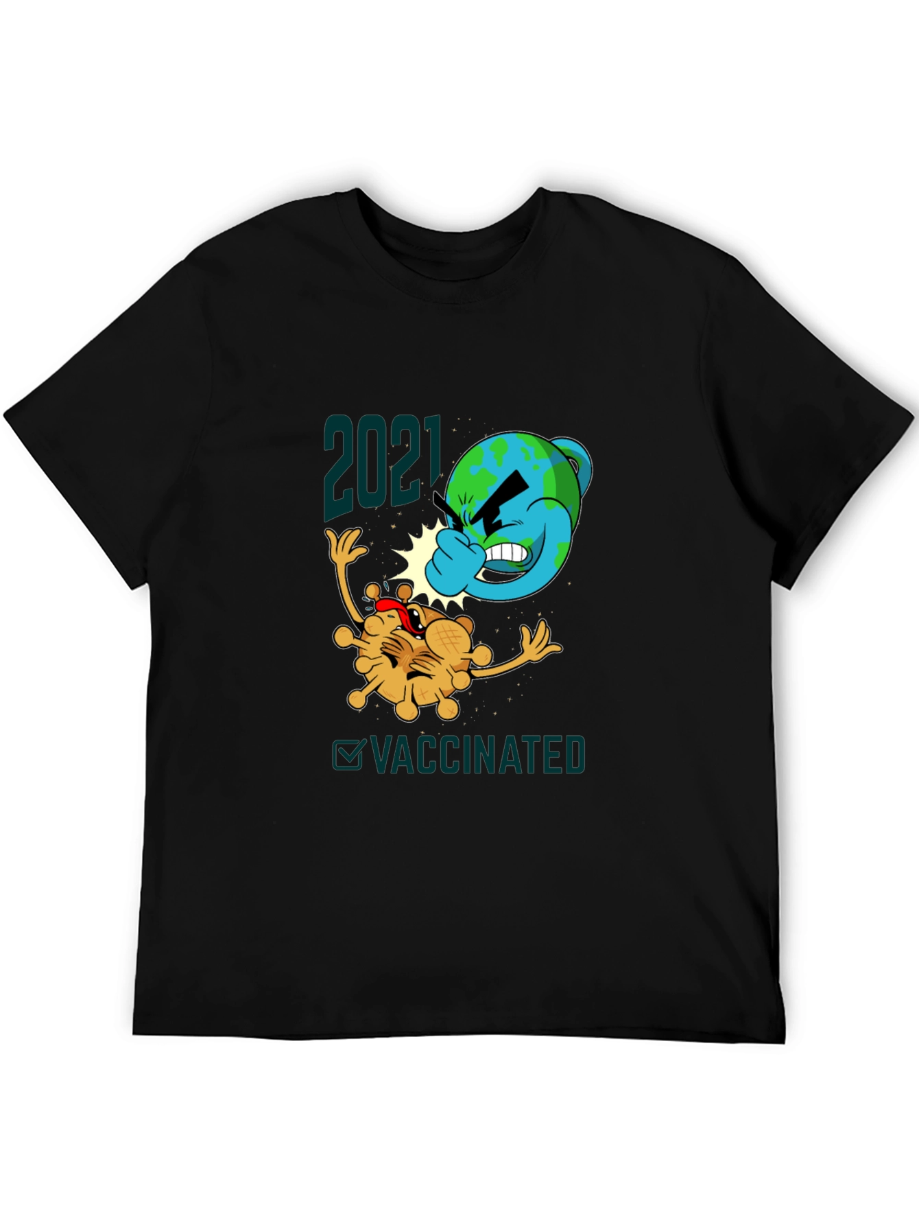 Black 2021 Vaccinated Graphic Tee - Beat the Virus! view 5