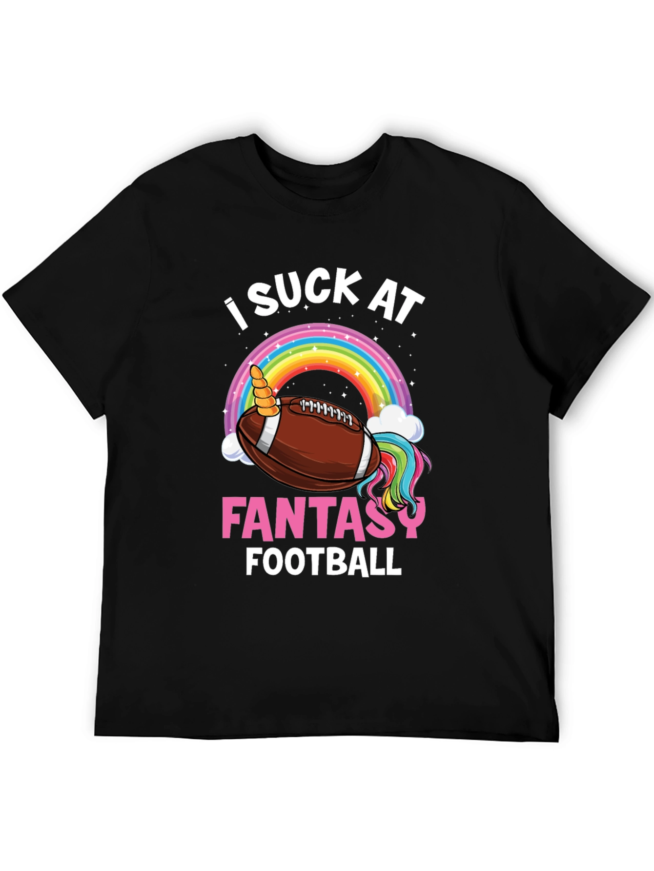 Black Funny Unicorn Football T-Shirt view 5